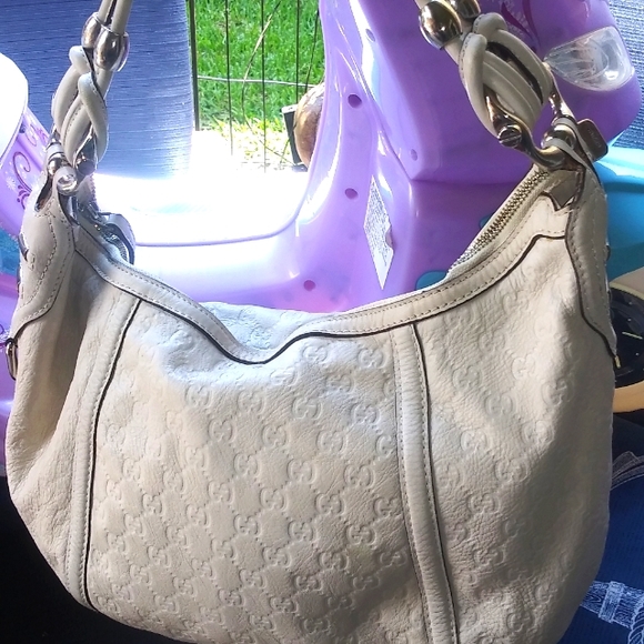 VINTAGE  LEATHER  BAG BY GUCCI - Picture 1 of 9